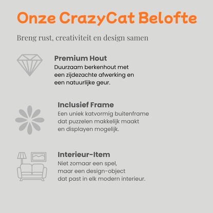 CrazyCat Houten Kattenpuzzel (135 Stuks) – De uitdaging voor Jong & Oud!