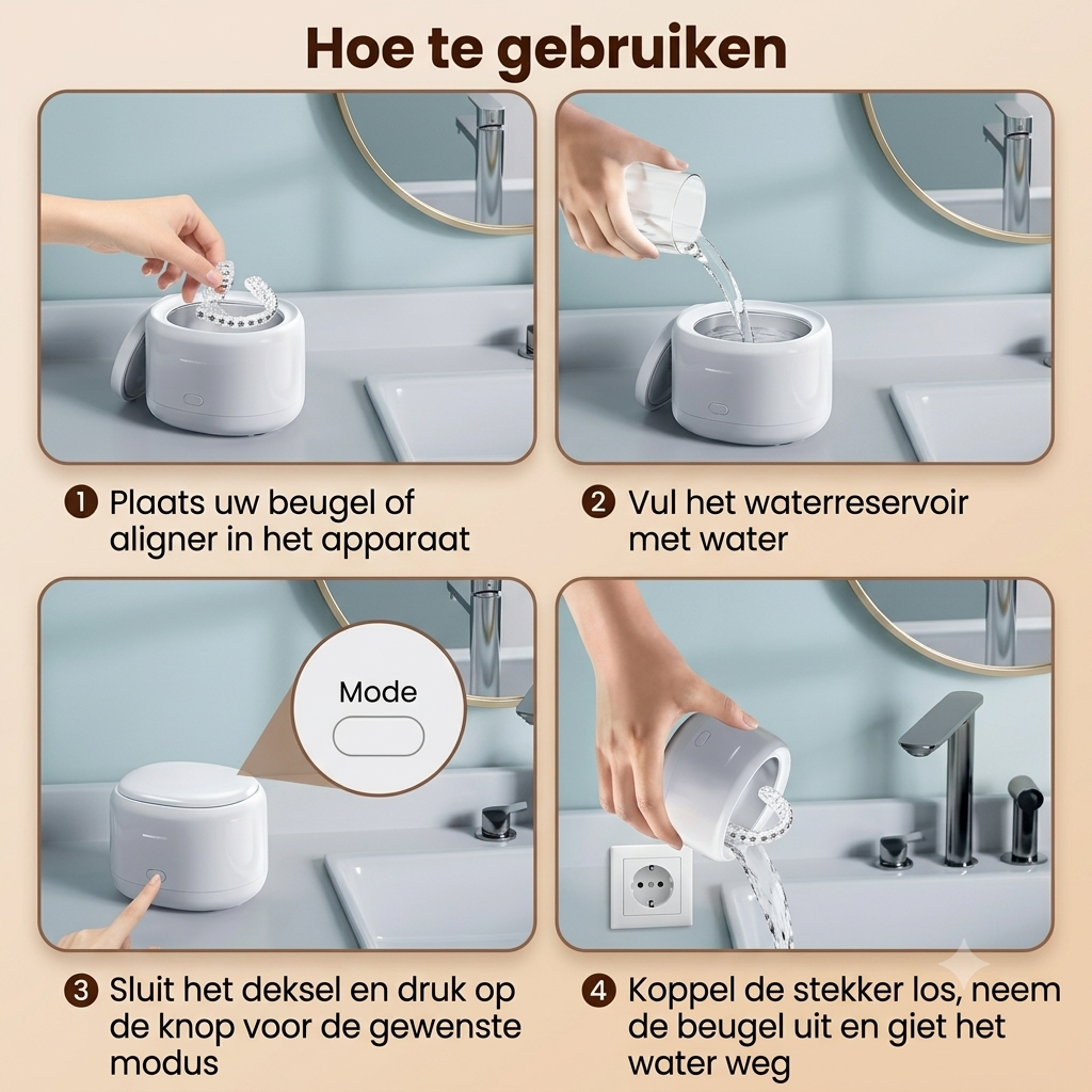 DentalClean Pro Hygiënische Gebits- & Beugelreiniger (Ultrasoon)