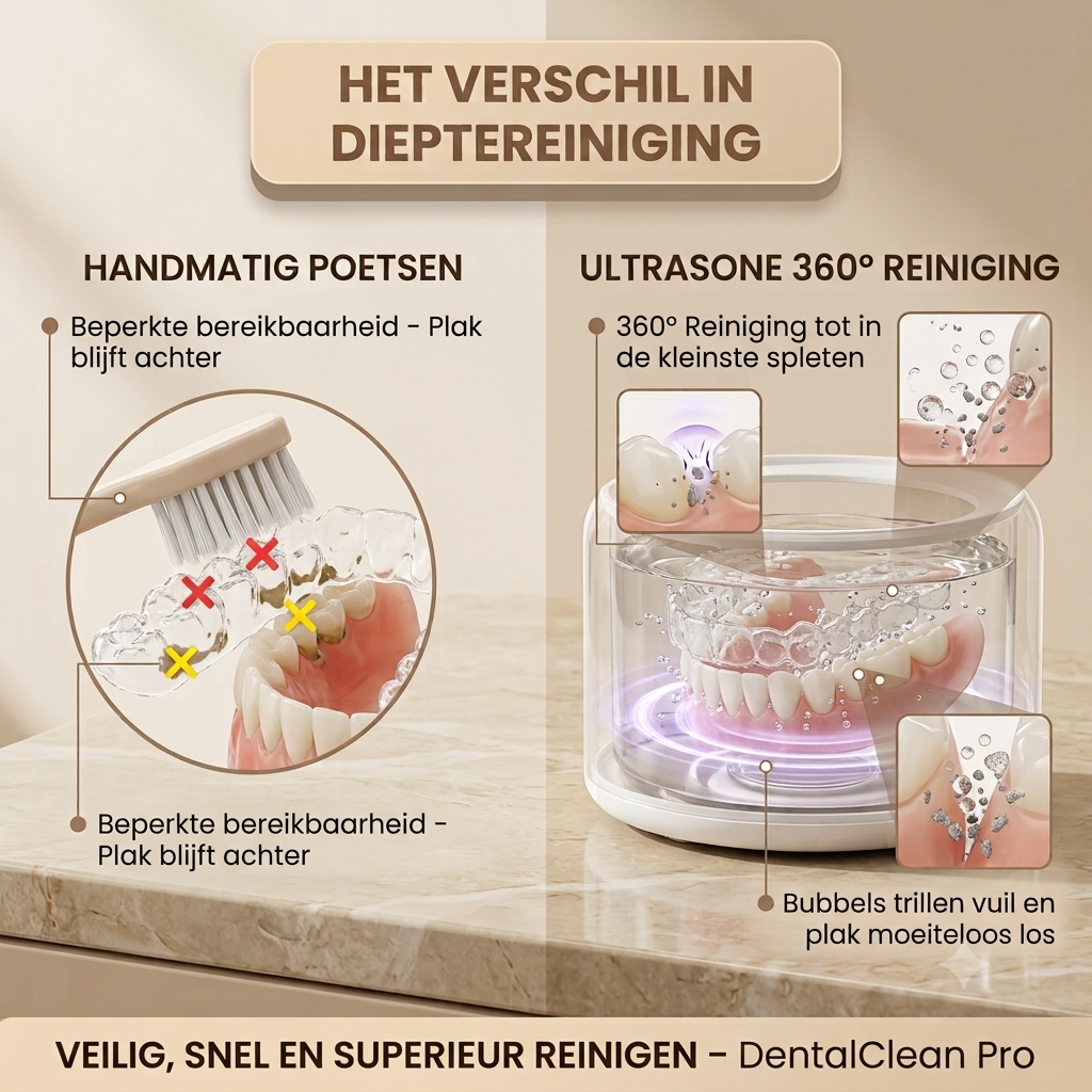 DentalClean Pro Hygiënische Gebits- & Beugelreiniger (Ultrasoon)