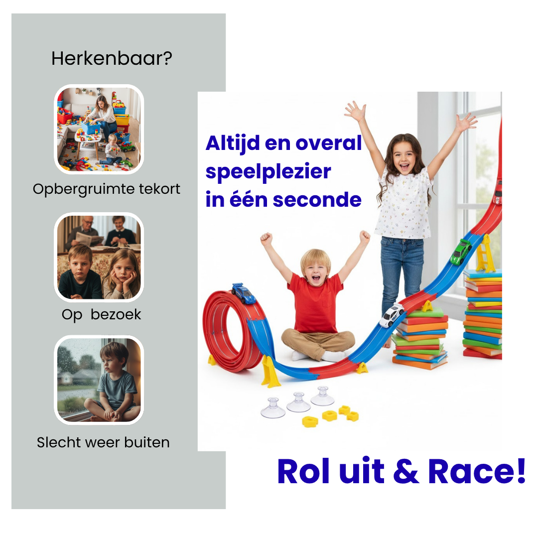 100% Actie & Speelplezier met deze Flexibele Racebaan Set