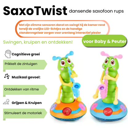 Interactieve Dansende Saxofoon Rups  met LED  voor Baby & Peuter