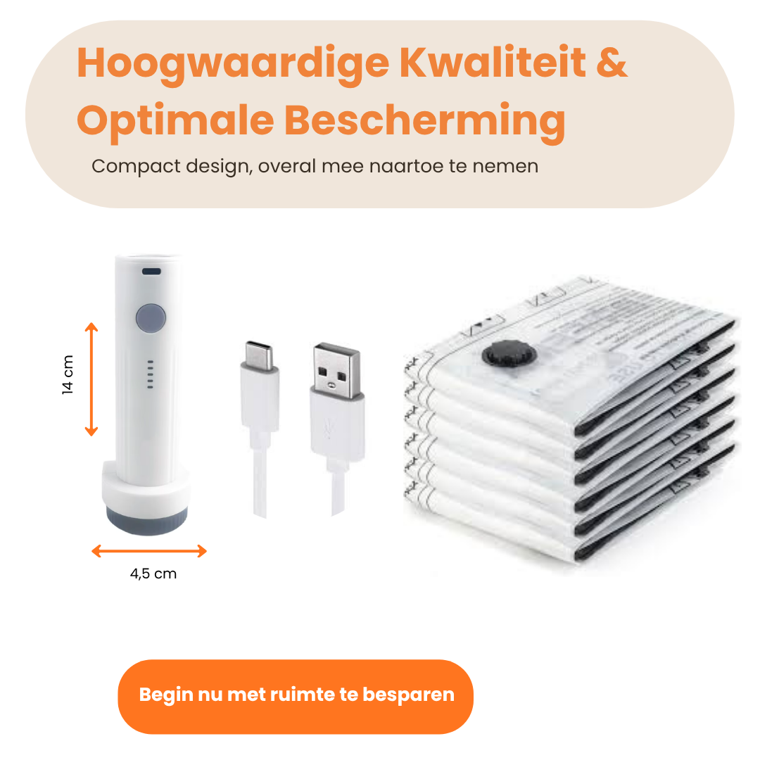 Verdubbel Je Kofferruimte met de PackSmart Snelcompressor +  8 x Premium Vacuümzakken