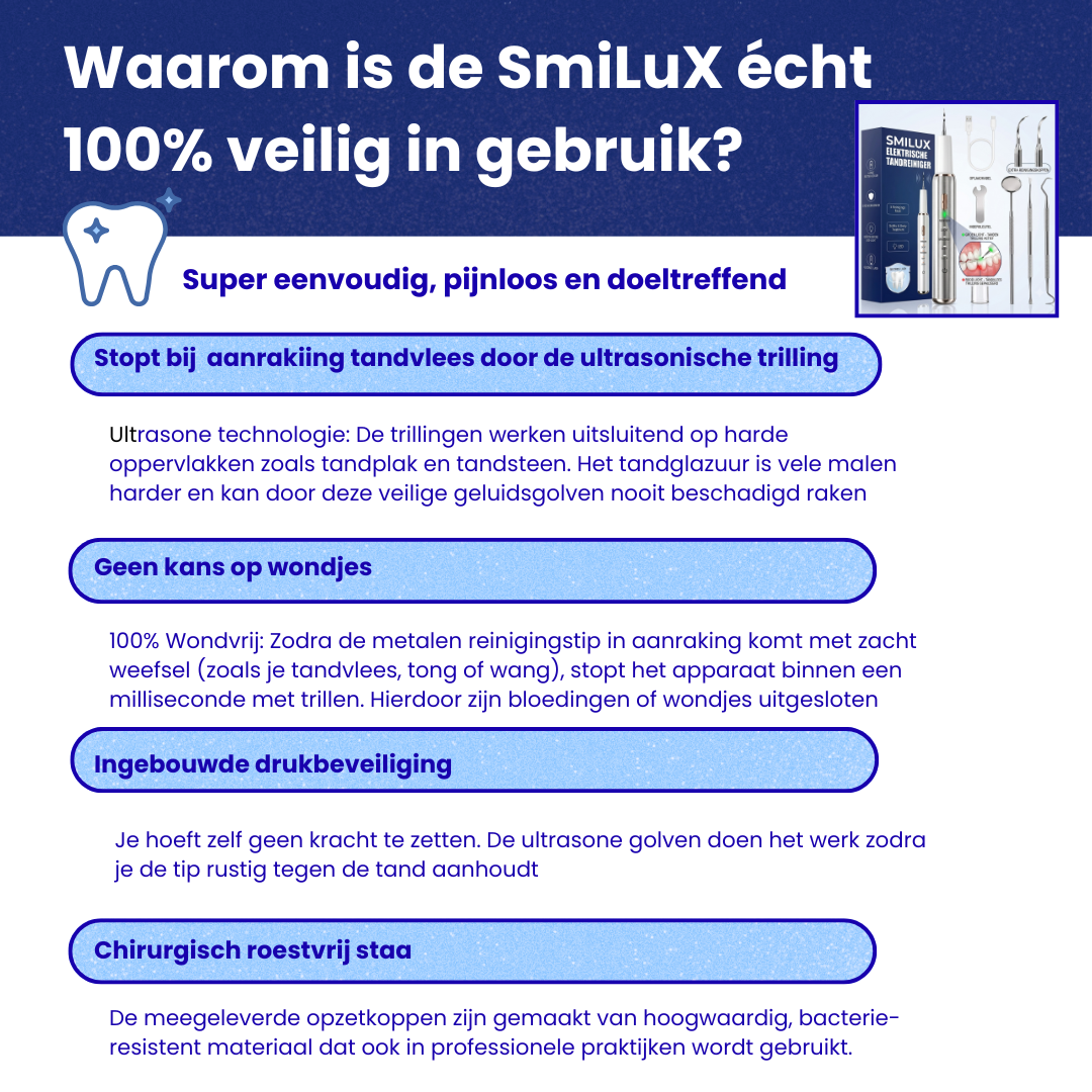 SmiluX 2-in-1 Ultrasone Tandreiniger & Tandsteenset